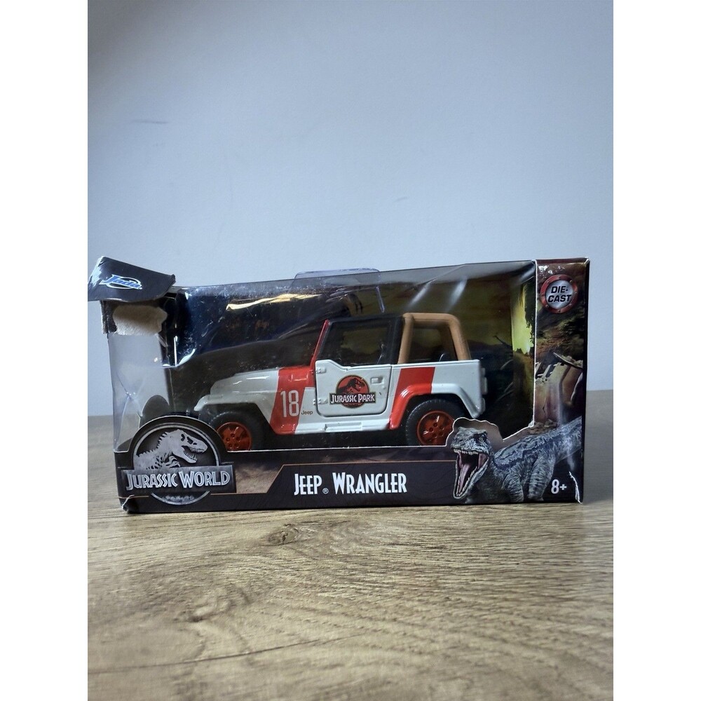 NEW JADA JURASSIC WORLD 1992 JEEP WRANGLER 1/32 DIECAST MODEL CAR WHITE